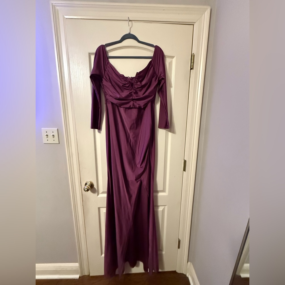 Fashion Nova Ruched Long Sleeve Maxi Dress | Size 2X | Purple